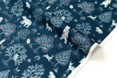 Japanese Fabric Not Scary Bear Forest - blue - 50cm